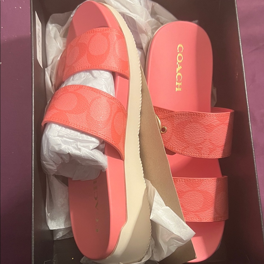 Coach Women's Pink Slide Sandals